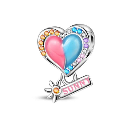 925 Sterling Silver Colorful Flower Charms with Zircon Roses Tulips and Daisies for DIY Necklace and Bracelet Jewelry Gifts