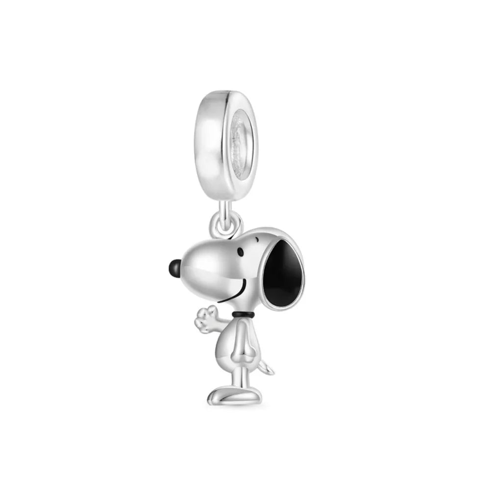 Sterling Silver Paw Print and Bone Charm Bead for Pet Bracelet Jewelry B5758