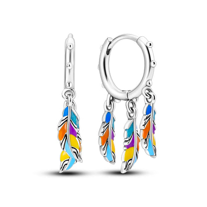 925 Silver Geometric Hoop Earrings for Women with Zircon Moon and Heart Design Fashion Jewelry Gift
