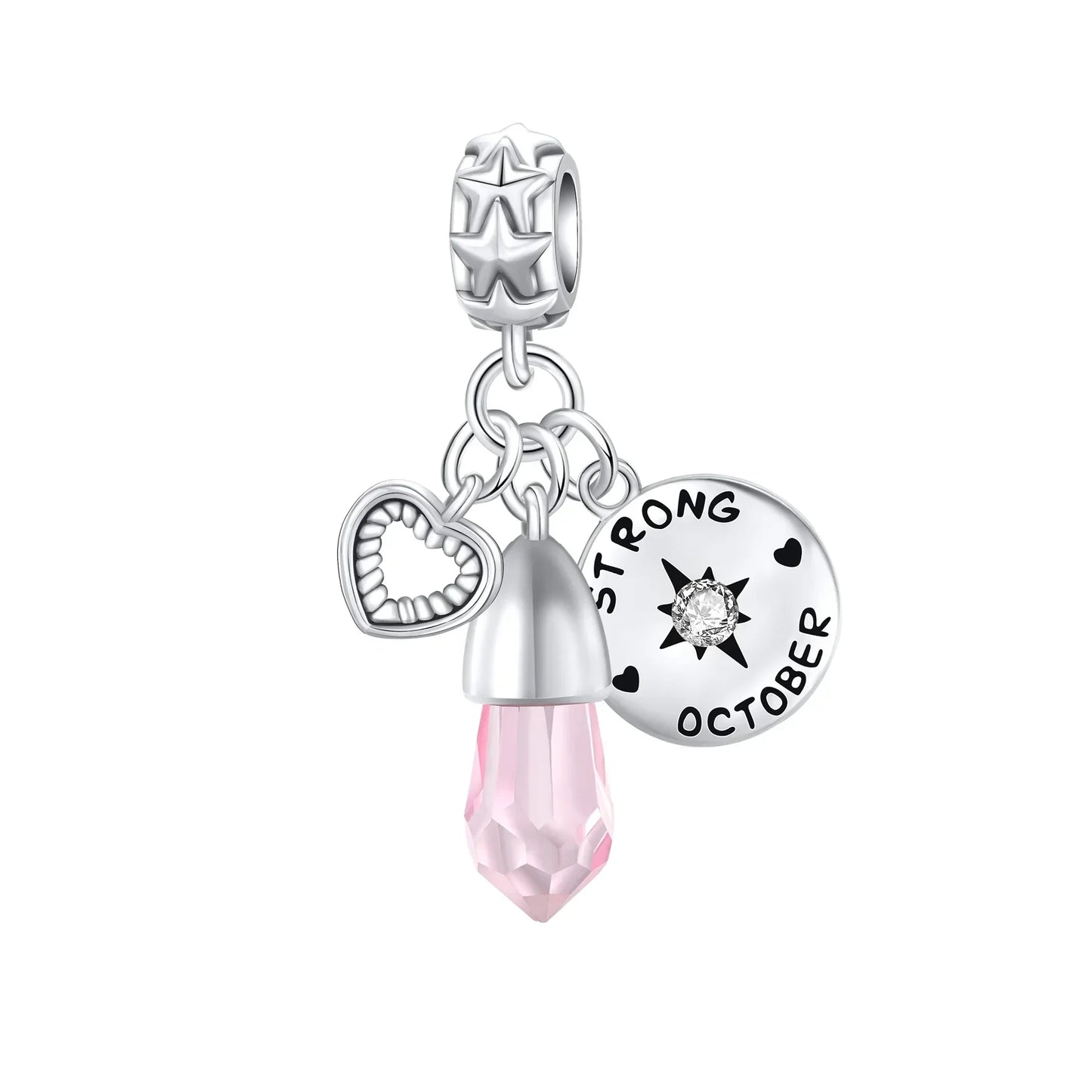 Romantic 925 Sterling Silver Pink Lipstick Heart Bow Rose Flower Zircon Charm Bead for DIY Bracelet Jewelry Gift