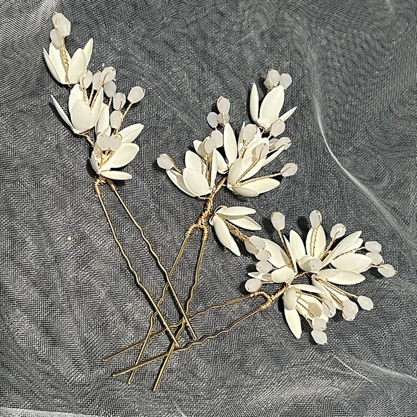 Elegant Pearl Flower Wedding Hairpin Comb Set for Brides