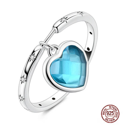 Hot Blue Zircon Ring for Women in 925 Sterling Silver with Sparkling Star and Moon Design Perfect for Weddings and Special Occasions LLTR076