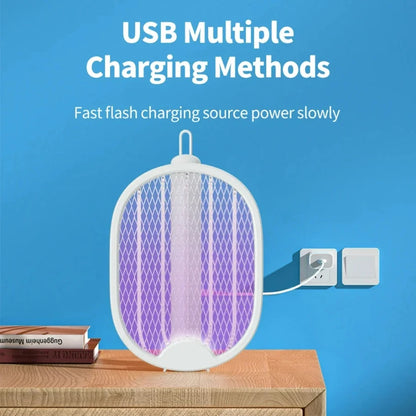 DW1 Electric Mosquito Swatter and Killer Lamp 2 in 1 USB Rechargeable Purple Light Insect Zapper Folding Design
