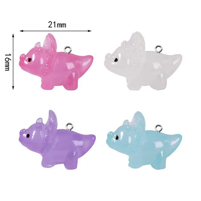 Luminous 3D Dinosaur Charms Resin Pendants for DIY Jewelry Making