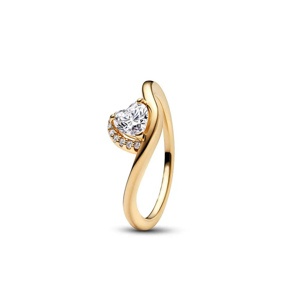 European 925 Silver Gold Bow Ring with Zircon for Exquisite Women's Jewelry at Wedding Parties