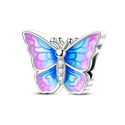 925 Sterling Silver Little Bear Butterfly Flower Fish Charms Beads for DIY Jewelry and Gift Bracelets