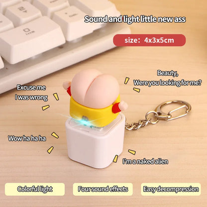 Wooden Fish Keychain Stress Relief Toy with Light and Sound Effect Perfect Gift for Girls and Children
