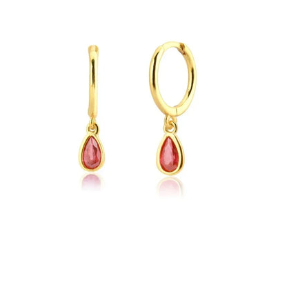 Rose Red Zircon Hoop Earrings for Women Minimalist Dangle Party Jewelry Trend 2025