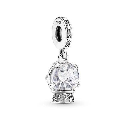 Exquisite 925 Silver Heart-Shaped Beads with Crystal Ball Pendant for DIY European Bracelets