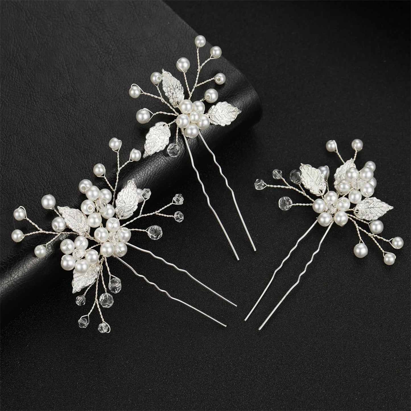 Elegant Pearl Flower Wedding Hairpin Comb Set for Brides