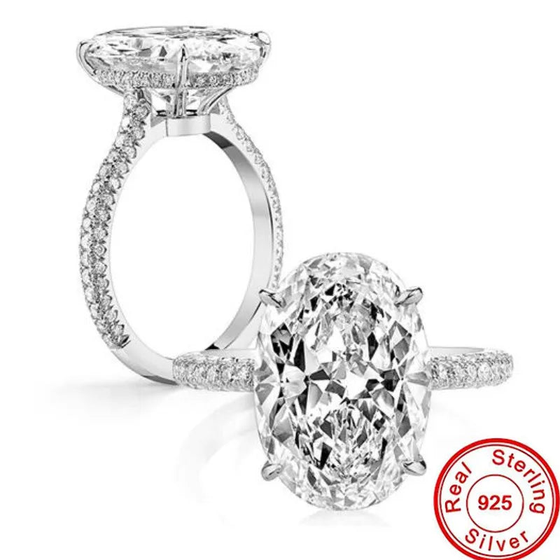 Classic Lady Lab Diamond Ring in 925 Sterling Silver Elegant Bridal Engagement Jewelry Gift for Women Style 1