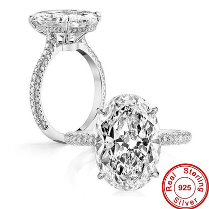Classic Lady Lab Diamond Ring in 925 Sterling Silver Elegant Bridal Engagement Jewelry Gift for Women Style 1