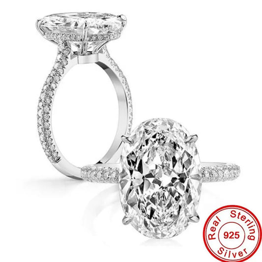 Classic Lady Lab Diamond Ring in 925 Sterling Silver Elegant Bridal Engagement Jewelry Gift for Women Style 1