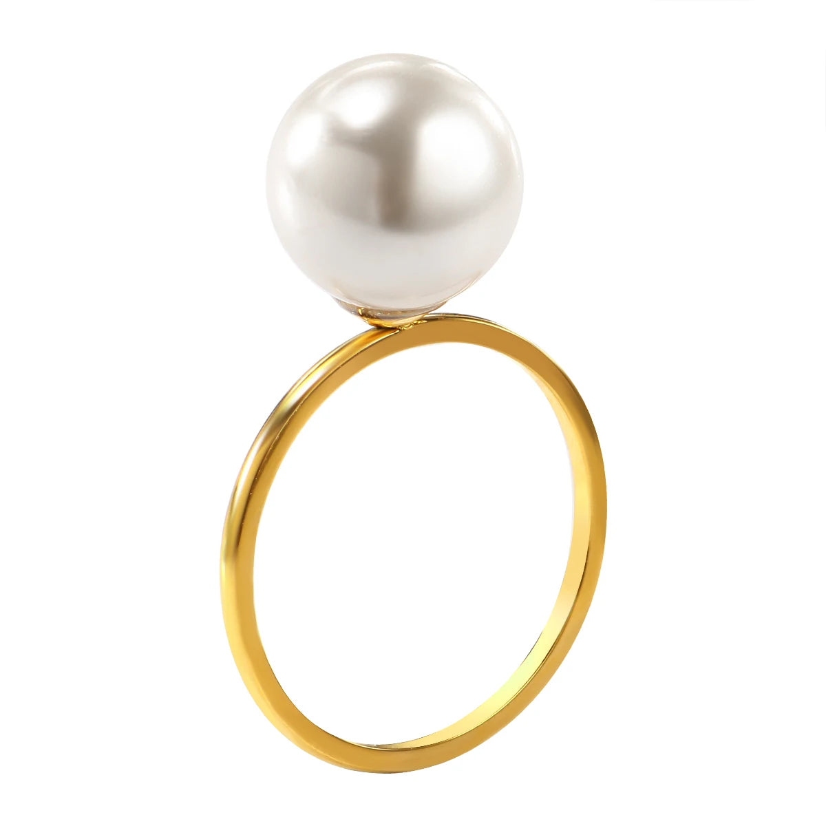 Elegant Gold Color Pearl Ring for Women - Classic Bridal Jewelry Gift