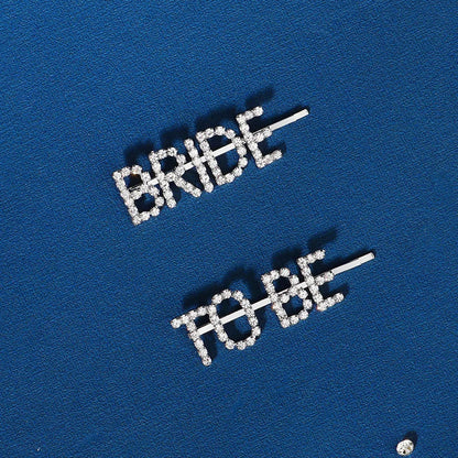 Silver Bride To Be Rhinestone Hair Clips Set - Elegant Barrettes and Hairpins for Stunning Bridal Styles