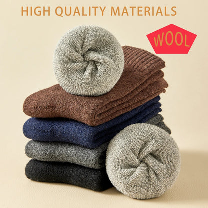 Thick Merino Wool Men Winter Crew Socks Warm Thermal