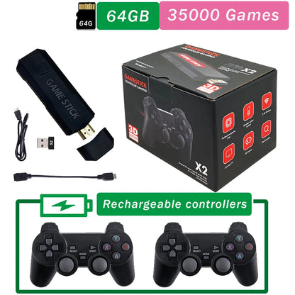 2024 GD10 X2 Pro 4K HD Portable TV Game Console With Dual Rechargeable Wireless Controllers 64GB 128GB 256GB 58,000 Games
