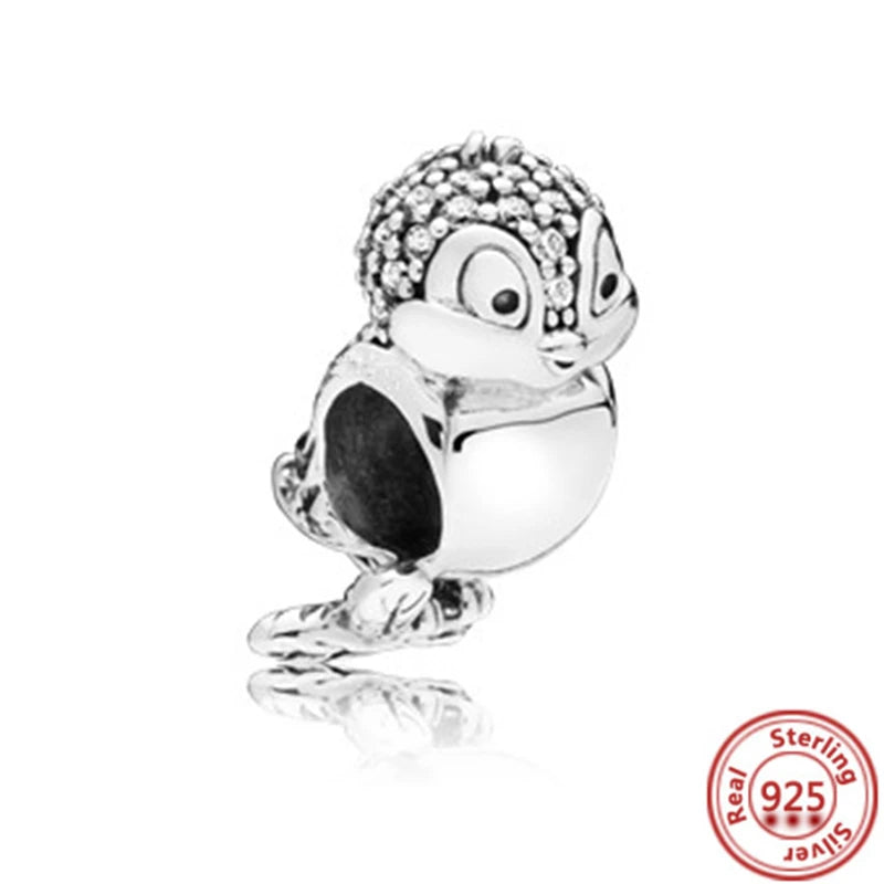 925 Sterling Silver Animal Charms Bracelet Beads with Zircon - Unicorn, Squirrel, Elephant Y453