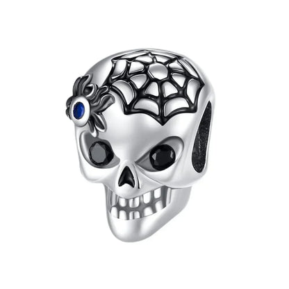 925 Sterling Silver Halloween Charms Set Pumpkin Skull Witch Ghost Beads for Bracelet Necklace Jewelry