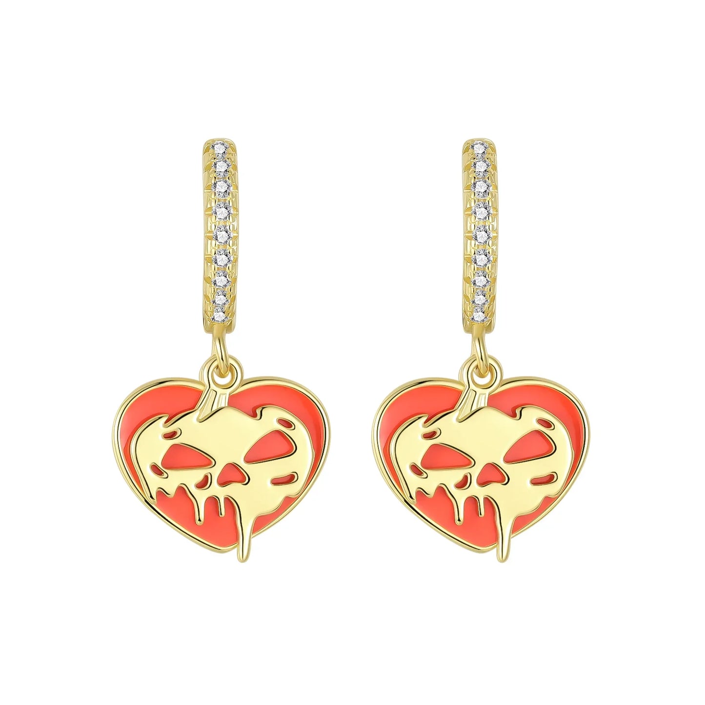 925 Sterling Silver Skull Pumpkin Cross Hoop Earrings Sparkling Zircon Glamorous Women Jewelry