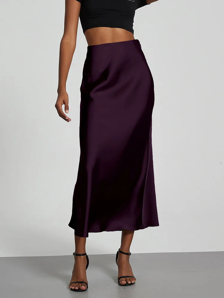 Satin Party Long Skirt High Waist Mermaid Fishtail Women