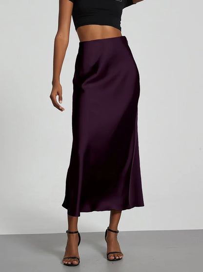 Satin Party Long Skirt High Waist Mermaid Fishtail Women