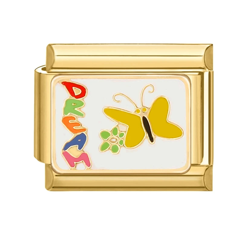 Golden Charm Italian Links for DIY Stainless Steel Bracelet Making