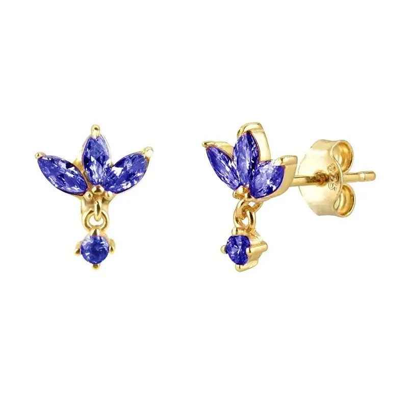 925 Sterling Silver Tiny Stud Earrings Colorful Crystal Luxury Jewelry LN0174-9