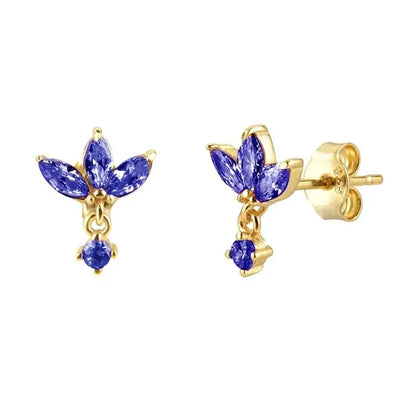 925 Sterling Silver Tiny Stud Earrings Colorful Crystal Luxury Jewelry LN0174-9