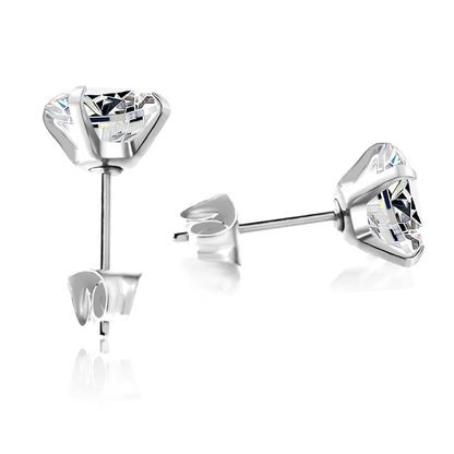 LUXUSTEEL Men's Crystal Zircon Stud Earrings 316L Stainless Steel Anti Allergic Cartilage Piercing 3-8mm