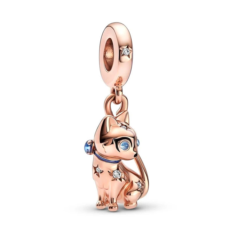 Sparkling Rose Gold Family Tree & Flower Charm Bead for European Silver Bracelet YY0317