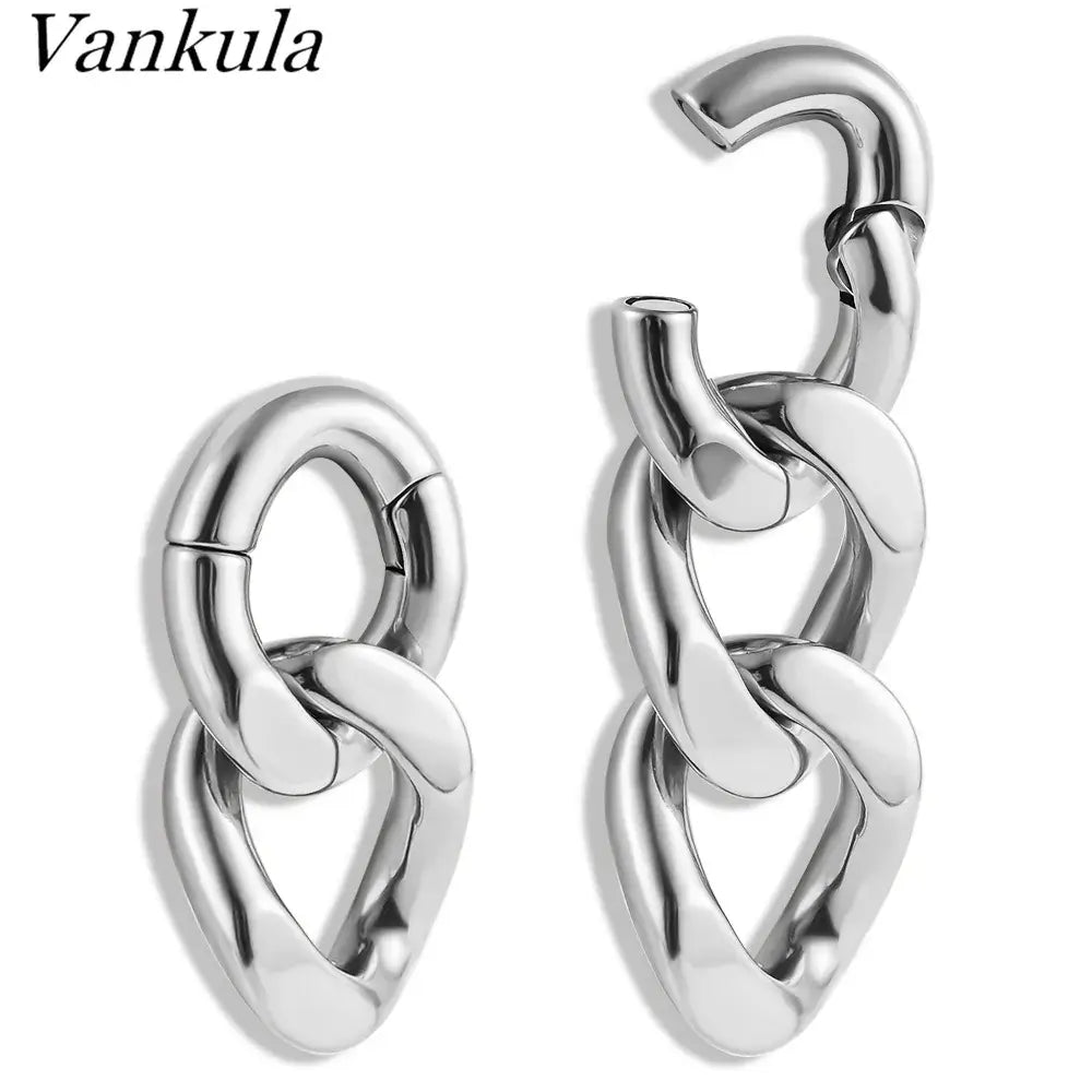 Vankula 2PCS 6mm Stainless Steel Chain Ear Weights Hangers Plugs Jewelry