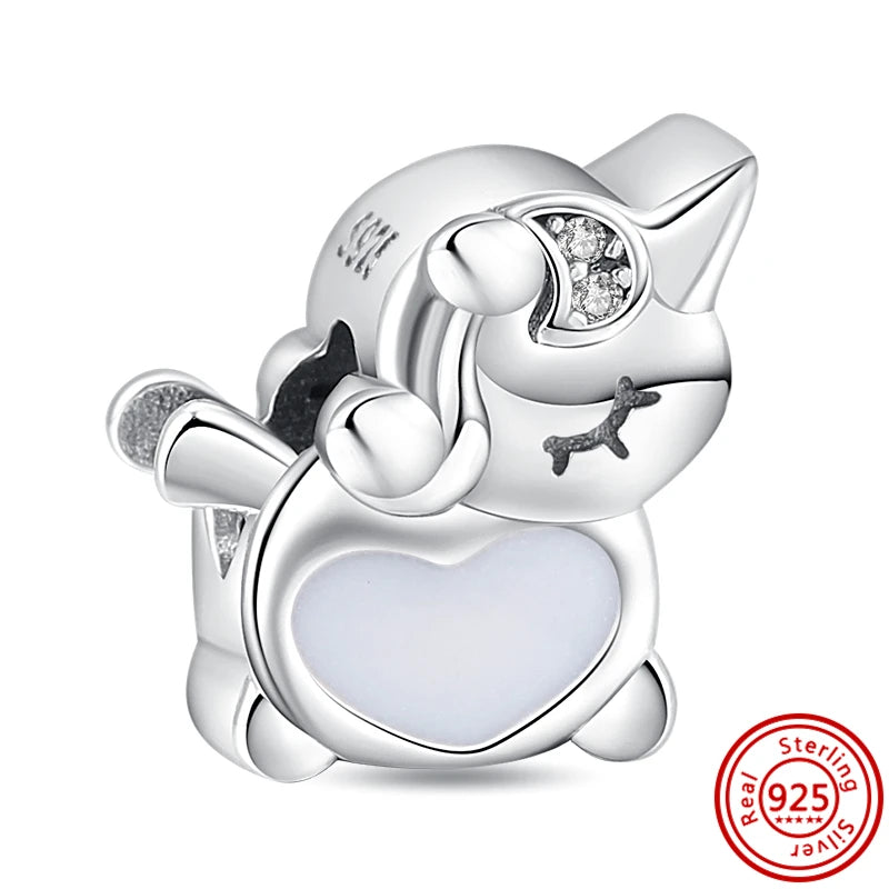 Silver Animal Hearts Infinity Crown Bead Charms Bracelet for Women 925 Sterling Silver Jewelry N598