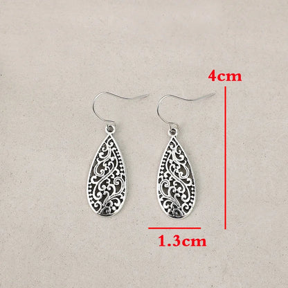 Bohemian Silver Geometric Vintage Dangle Earrings for Women