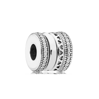 Diy White Pave Dog Paw Moon Bead 925 Sterling Silver Bracelet Necklace Jewelry for Women