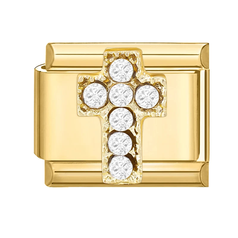 Golden 3D Bow Crown Flowers Pearl Charms for 9mm Italian Bracelet Stainless Steel DIY Jewelry