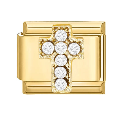 Golden 3D Bow Crown Flowers Pearl Charms for 9mm Italian Bracelet Stainless Steel DIY Jewelry