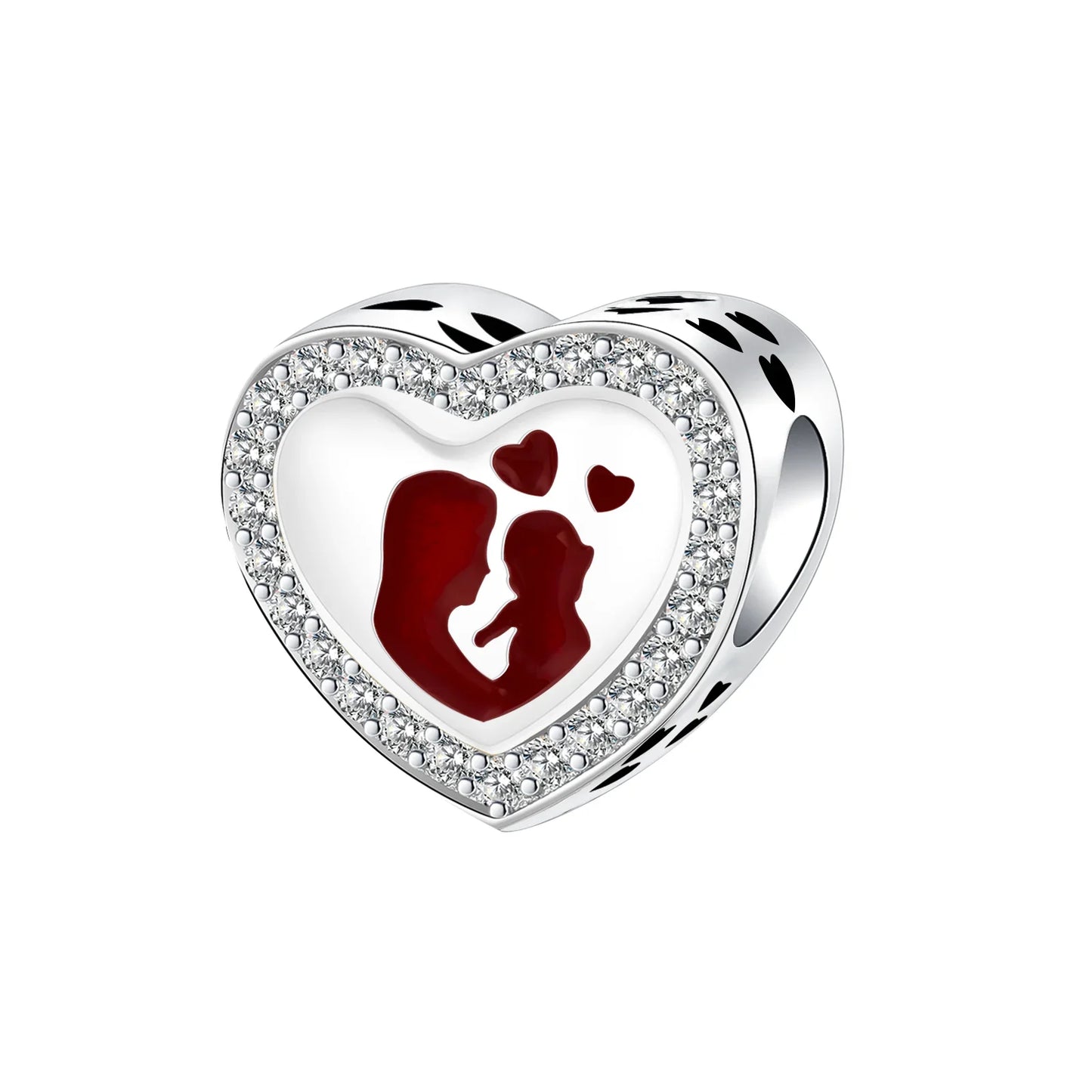 Original 925 Sterling Silver Red Charm Beads Set Heart Cherry Strawberry Flower Fish Zircon Accents for DIY Necklace and Bracelet Jewelry Gift
