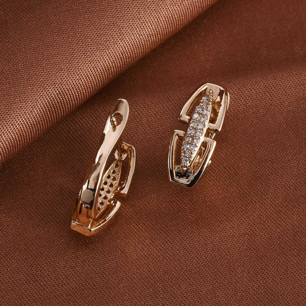 Dckazz Rose Gold Crystal Pendant Intertwined Drop Earrings for Women Christmas Gift