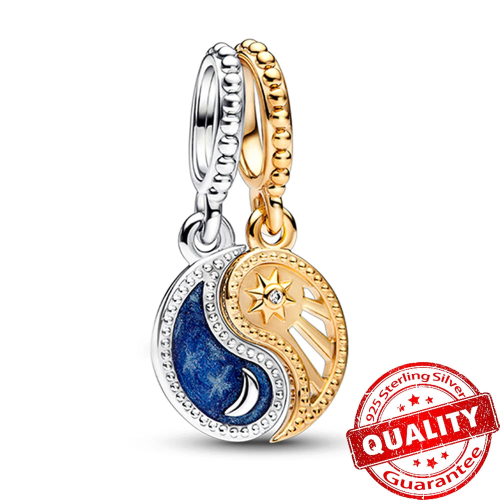 Luxury Sterling Silver Moon Sun Charm for Bracelets and Necklaces