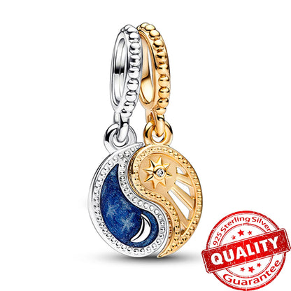 Luxury Sterling Silver Moon Sun Charm for Bracelets and Necklaces