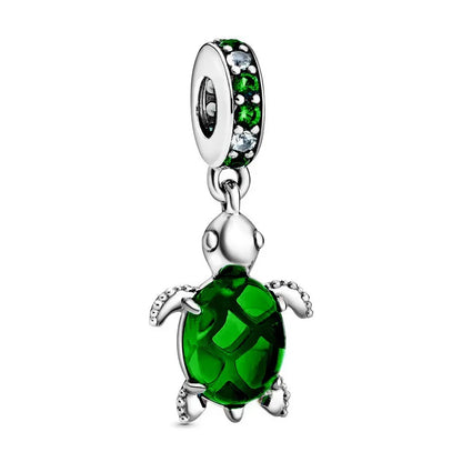 925 Sterling Silver Green Four-Leaf Clover Avocado Cactus Coconut Palm Bead Charms for DIY Bracelet and Necklace Women Gift