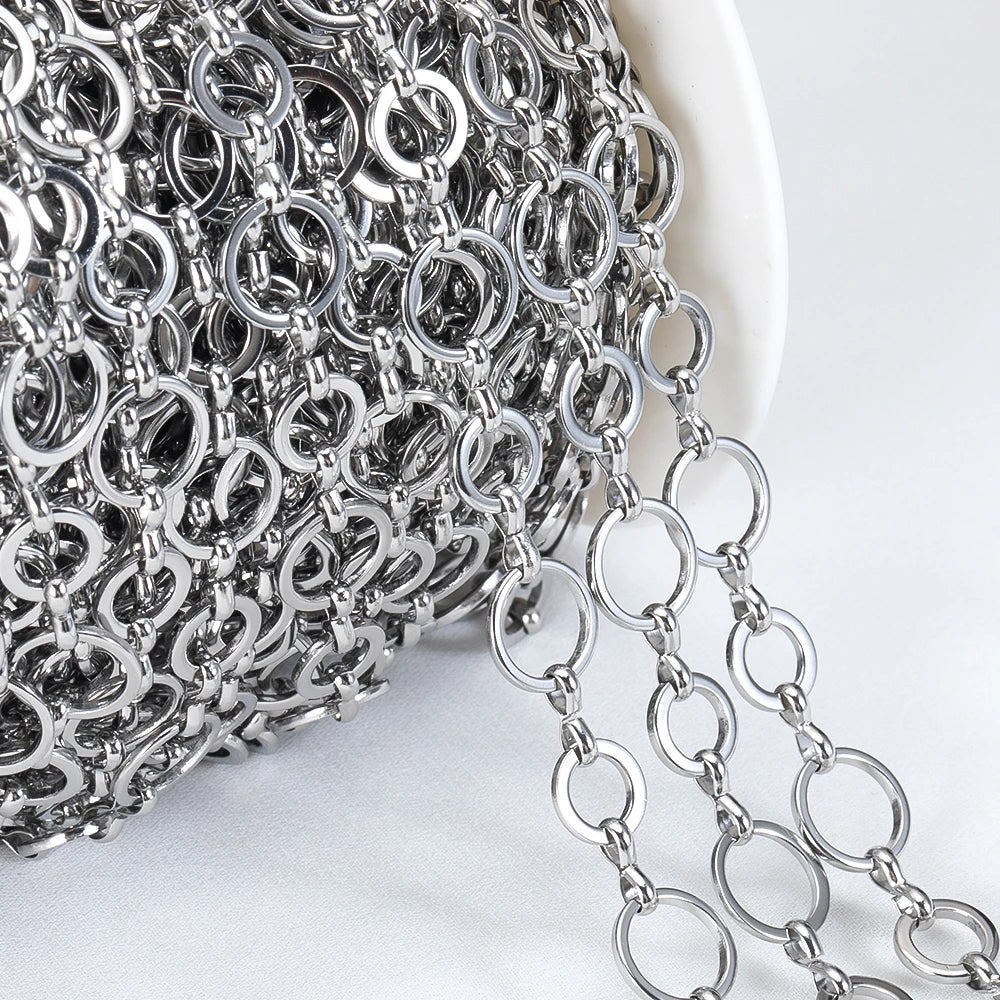 Stainless Steel Circle Link Chain for DIY Jewelry Making Necklace and Bracelet Supplies