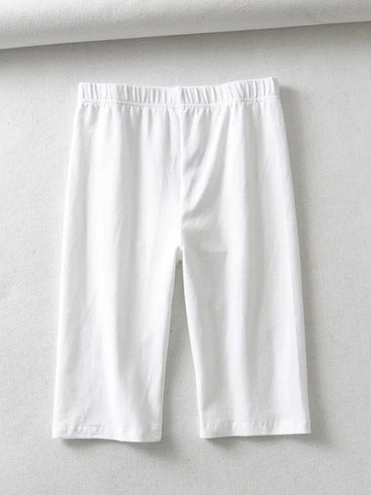 Sexy Women Cotton High Waisted Knee Length Bike Shorts