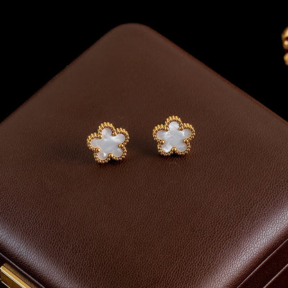 Ganemly 316L Stainless Steel Four Color Five Leaf Clover Flower Jewelry Set for Women