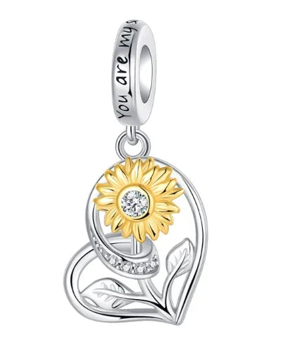 925 Sterling Silver Colorful Flower Charms with Zircon Roses Tulips and Daisies for DIY Necklace and Bracelet Jewelry Gifts
