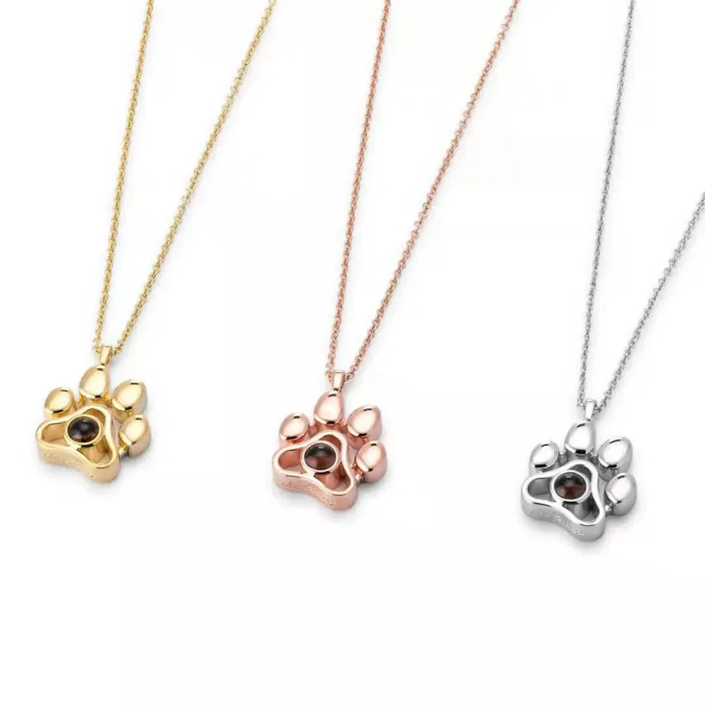 100 Languages I Love You Paw Print Projection Necklace for Women