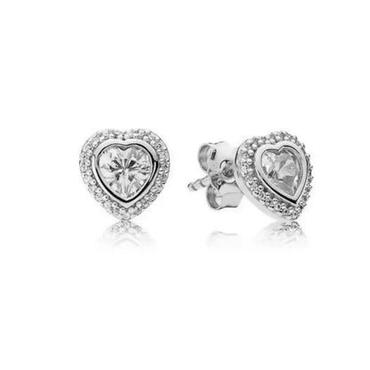Heart Series Red Heart Bow Snowflake Stud Earrings in 925 Sterling Silver for Women Fashion