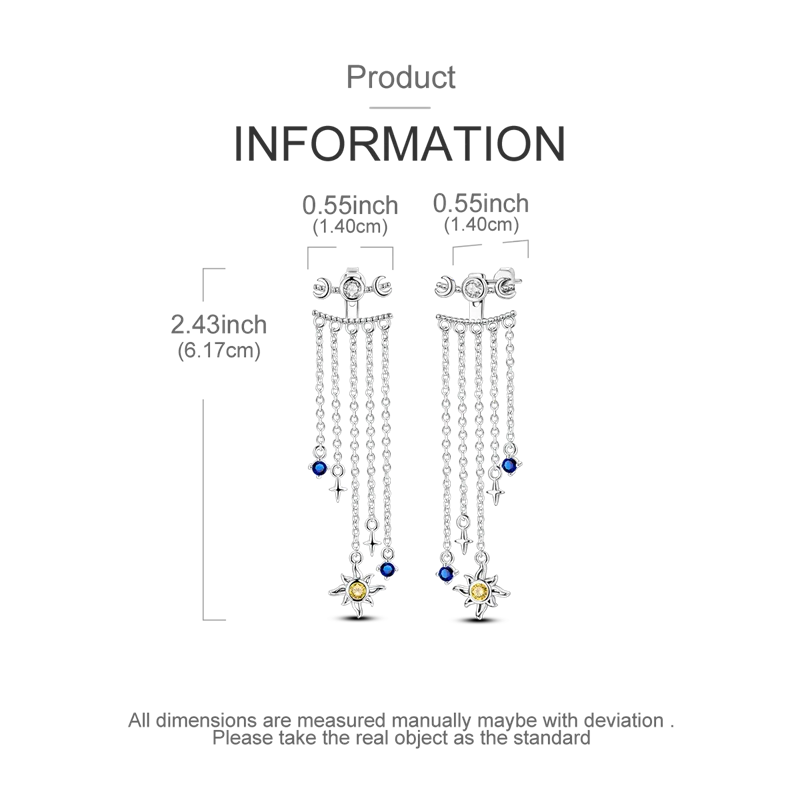 Original 925 Sterling Silver Tassel Earrings for Women Zircon Sparkling Pave Hoop Studs Anniversary Jewelry Gift KTE463