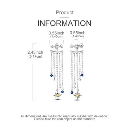 Original 925 Sterling Silver Tassel Earrings for Women Zircon Sparkling Pave Hoop Studs Anniversary Jewelry Gift KTE463